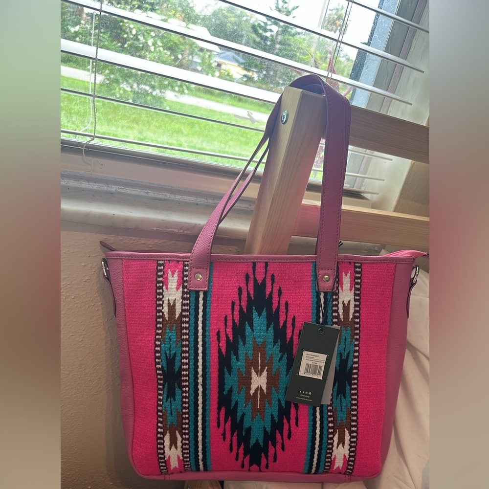 Myra Bag Pink and Turquoise Shoulder Bag